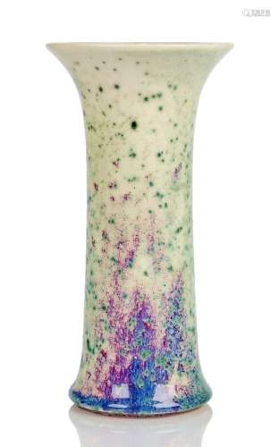 Ruskin Pottery, a stoneware High-Fired vase Impressed 1933 Ruskin England The cylindrical vase
