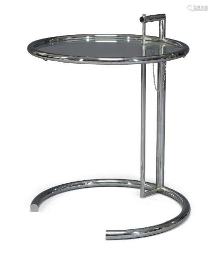 After Eileen Gray (1878-1976), a model 'E1027' glass and chrome side table, produced by Aram c.2000,