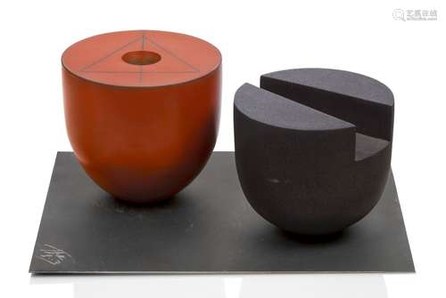 Tjok Dessauvage (Belgian 1946-), ceramic sculpture 2003, signed and dated to each item Two ceramic