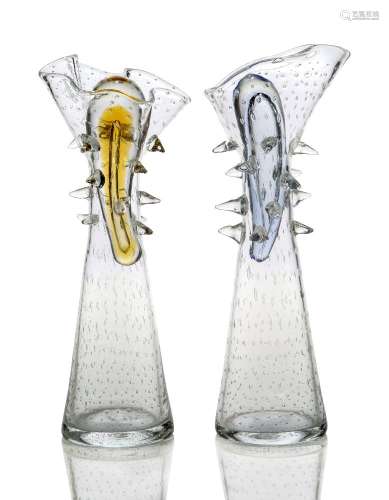 Borek Sipek (1949-2016), a pair of glass ‘Alterego No. 601’ decanters with different coloured