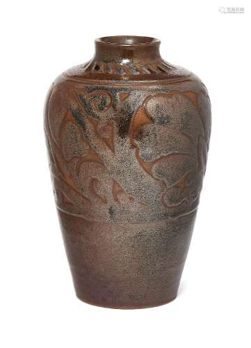 Charles Vyse (1882-1971), a stoneware vase 1928, incised initials and date to base A tenmoku