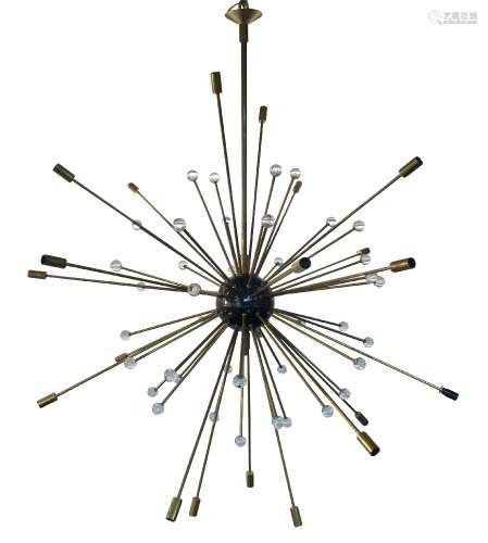Italian, a large Italian twenty four light 'Sputnik' pendant light, in the manner of Stilnovo c.1950