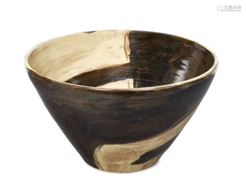David Garland (1941-), a large bowl c.1990, signed to base A large open earthenware bowl decorated