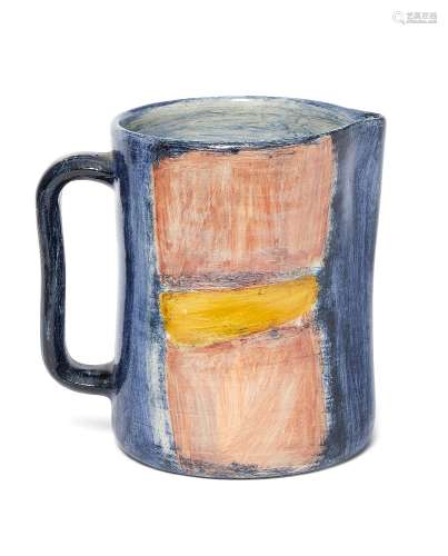 David Garland (1941-), a large jug c.1990, signed to base A large pale earthenware jug with