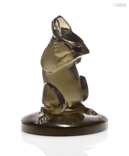 René Lalique (1860-1945), ‘Souris’ a smoky glass seal No.218, designed 1925, engraved ‘R. Lalique