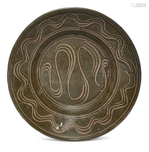 Michael Cardew (1901-1983), a large dish c.1975, impressed personal and Wenford Pottery seals to