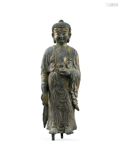 明代 銅鎏金立姿釋迦牟尼佛像