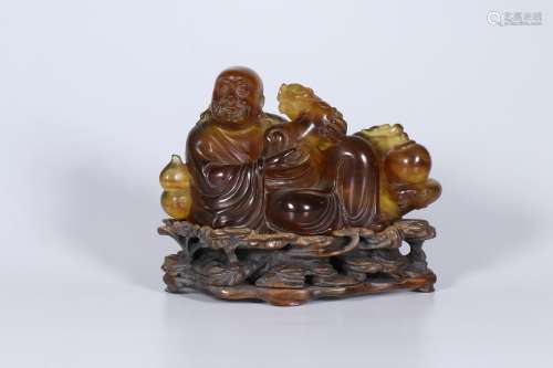 chinese qing dynasty amber arhat statue