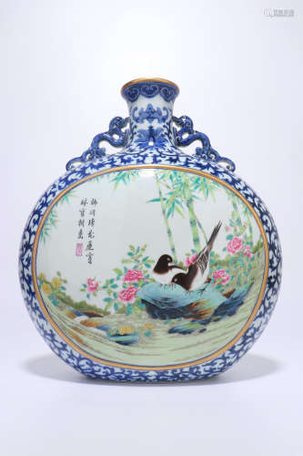 chinese blue and white porcelain moonflask,qing dynasty