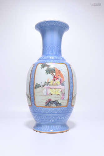 chinese azure glazed porcelain vase,qing dynasty