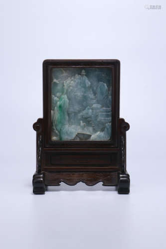 chinese jadeite-inlaid mahogany table screen,qing dynasty