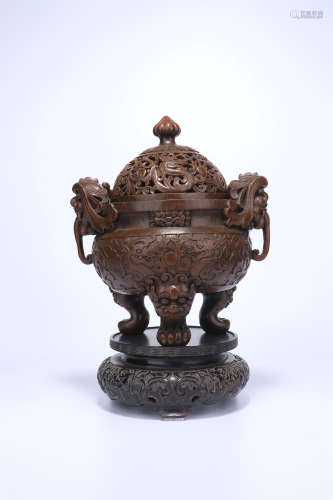 chinese qing dynasty bamboo incense burner