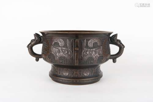 chinese qing dynasty taotie pattern censer