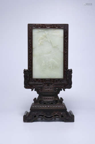 chinese hetain jade tablel screen,qing dynasty