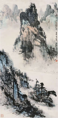 陈子毅 1982年作 山水 立轴 设色纸本