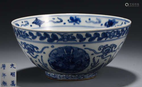 A BLUE&WHITE GLAZE BOWL WITH DRAFGON PATTERN