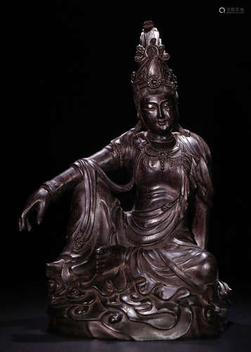 A ZITAN WOODGUANYIN BUDDHA STATUE