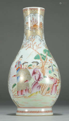 A FAMILLE ROSE GLAZE VASE WITH STORY PATTERN