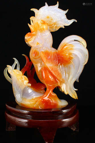 AN AGATE ORNAMENT SHAPED WITH ROOSTER