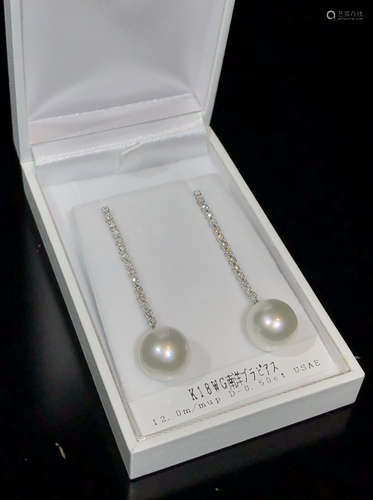 PAIR OF PEARL&DIAMOND EARRINGS