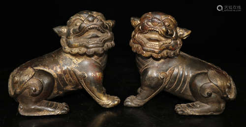 PAIR OF COPPER PIXIU ORNAMENT