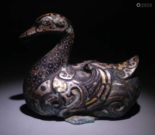 A COPPER WITH SILVER&GOLD DUCK PENDANT