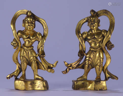 PAIR OF GILT BRONZE FIGURE STATUE