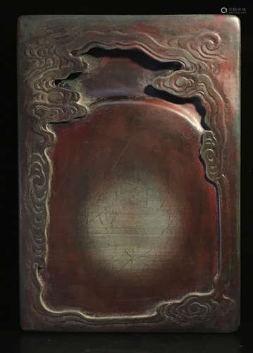 AN INK SLAB CARVED WITH DUCK&POETRY