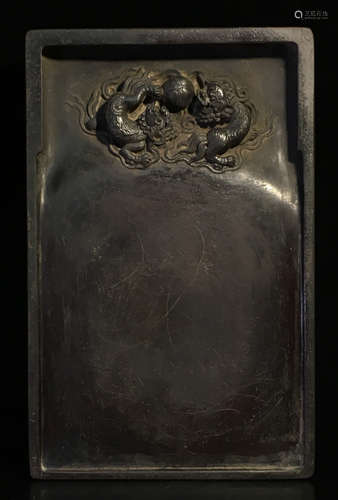 AN INK SLAB CARVED WITH BEAST&POETRY