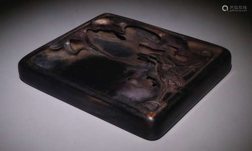 AN INK SLAB CARVED WITH CRANE