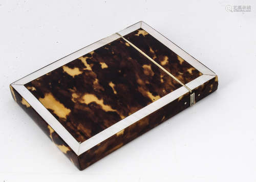 A Victorian tortoiseshell and mother of pearl calling card case, 10.2cm, overall in good condition