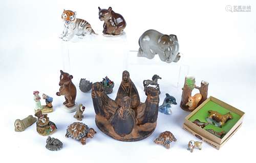 Four Russian porcelain animals, made in the USSR', being an elephant, 10cm x 14cm, tiger and two