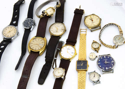 A group of vintage and modern wristwatches, including a Raymond Weil, two Accurist and others