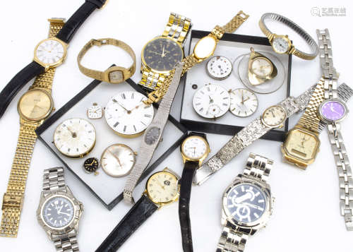 A collection of watches and movements, including a Georgian pocket watch movement by Weatherston