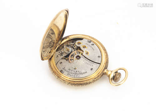 An early 20th Century Waltham yellow metal full hunter lady's pocket watch, 37mm, appears to run,