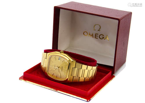 A c1970s Omega Seamaster Automatic gold plated gentleman's wristwatch, 34cmm octagonal case, gilt