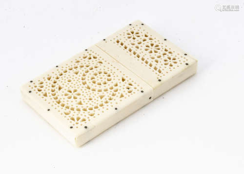 A late 19th Century Middle Eastern carved bone calling card case, 8.5cm, overall in good condition