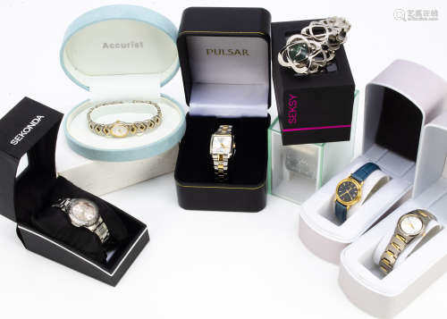 Eight modern ladies wristwatches, all boxed, including a Skagen, a Seksy, two Lorus, two Accurist, a