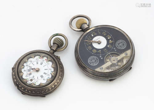A late Victorian silver open faced pocket watch and a lady's pocket watch, the Hebdomas example