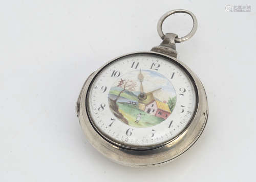 A Georgian pair case pocket watch by Champion of Liverpool, inner silver case 49mm, outer case not