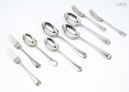 A late Victorian part set of cutlery by George Jackson & David Fullerton, old English pattern with