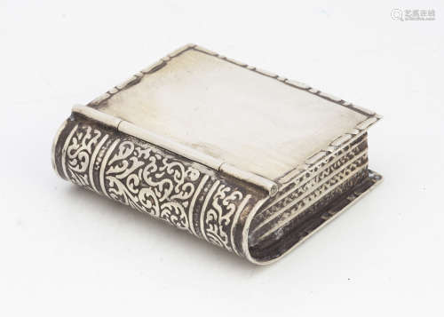 A vintage white metal novelty case, modelled as a book, 4cm