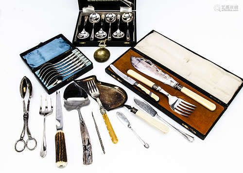 A canteen of Art Deco period silver plated cutlery, marked Insignia Plate, together with a