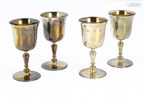 A set of four 1970s silver sherry goblets from CJV Ltd, each 3.7ozt and 10.5cm (4)