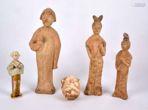 A Chinese earthenware Tang style tomb figures, in the form of a female courtly attendant with tied