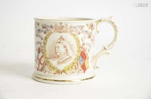 A Queen Victoria commemorative mug retailed through Harrods, for the occasion of her jubilee