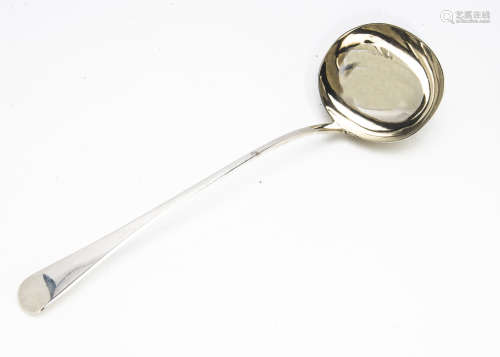 A late George III silver soup ladle by SH, old English pattern, 5.45ozt, overall good, not engraved,