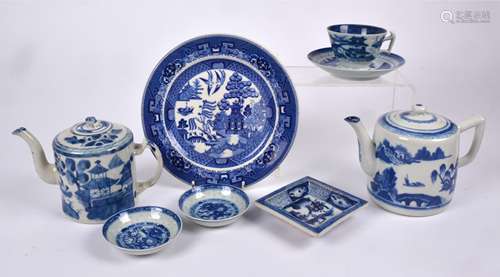 A quantity of Chinese blue and white export ware, predominantly 19th Century or earlier, to