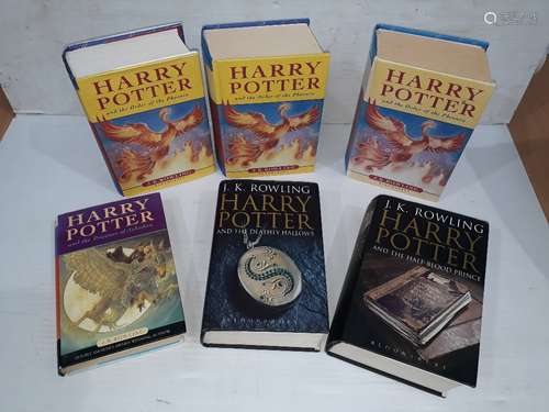 Harry Potter First Editions, five volumes comprising Bloomsbury Editions Order of The Phoenix