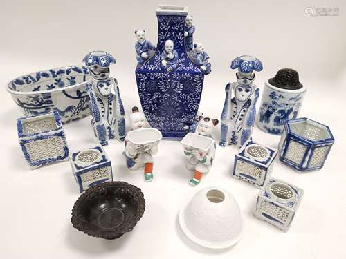 A quantity of predominantly blue and white Chinese and other Asian ceramics, ideal as Asian interior